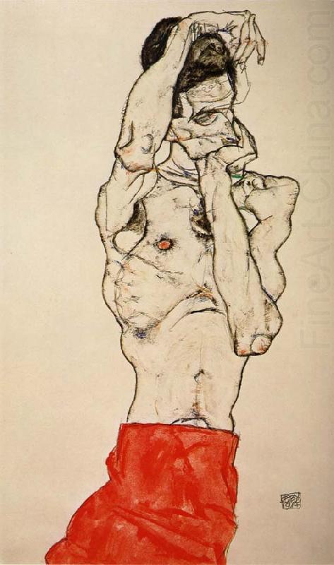 Egon Schiele Male nude with a Red Loincloth china oil painting image